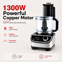 HGM Hachoir Électrique Automatique pour Viande et Légumes, Robot Culinaire 1300W, 3 Vitesses, Appareil Ménager de Cuisine