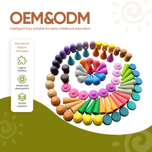 Jeu de construction éducatif en bois LEOWOOD Mandala Waldorf Montessori, pièces détachées, kit complet avec plateau et cartes, pour enfants de 5 à 7 ans - Product Image 1