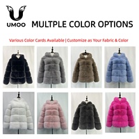 Manteau en fausse fourrure de renard UMOO, nouvelle collection automne-hiver, écologique, à capuche, épais et chaud, boutons recouverts, polyester/coton, pour femme, best-seller
