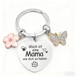 Portachiavi con Lettera Ispirata, Regalo per Papà, Mamma, Sorella, Migliore Amico, Insegnante, Infermiera, Ciondolo a Forma di Cuore, Puzzle, Lettera, Fiore - Product Image 3