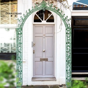 Arche en <span class=keywords><strong>fer</strong></span> <span class=keywords><strong>forgé</strong></span> verte de luxe avec motif de vigne florale, portes cintrées haut de gamme personnalisées, arches de jardin - Product Image 3