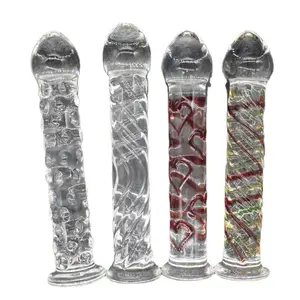 4 Different Styles Vibrating Clear Men Glass Dildo