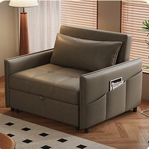 Canapé-lit simple moderne en promotion avec poche <span class=keywords><strong>de</strong></span> rangement, en cuir anti-rayures, convertible pour petits espaces, appartement, salon - Product Image 2