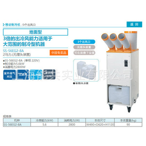 Suiden Portable Air Cooler SS-56EG2-8A Floor Standing Plant Use Energy Saving - Product Image 3