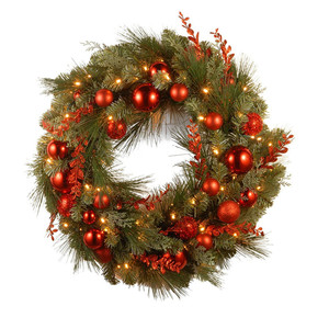 Guirlande de Noël artificielle pré-éclairée, collection décorative floquée avec décorations variées et lumières LED - Product Image 6