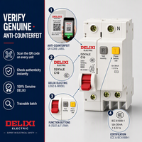 Disjoncteur différentiel DELIXI 32A 3P, courbe D, RCBO 230V 6kA, protection contre les courants résiduels, certifié CE, équipement de grue