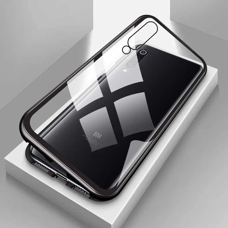 Magnético, Funda para Xiaomi Mi caso de vidrio claro duro cubierta de marco de Metal de Coque Funda para Xiaomi Mi9 SE