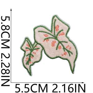 Patch thermocollant brodé de feuilles de plantes roses Taro pour vêtements, sacs et décoration d'emballages - Product Image 6