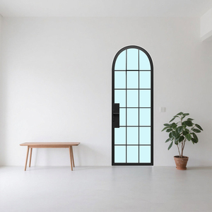 Portes françaises intérieures extérieures <span class=keywords><strong>de</strong></span> luxe Portes en <span class=keywords><strong>verre</strong></span> pivotantes en acier au design simple en fer forgé - Product Image 2