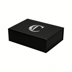 Boîte cadeau rigide en carton noir personnalisée en forme de livre avec fermeture magnétique, couleur et logo personnalisés - Product Image 1