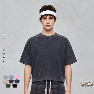 <span class=keywords><strong>T</strong></span>-<span class=keywords><strong>shirt</strong></span> Premium en Coton Gaufré Vintage pour <span class=keywords><strong>Homme</strong></span>, Coupe Boxy à Manches Raglan – Essentiel Quotidien Décontracté - Product Image 3