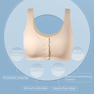 Soutien-gorge de mastectomie respirant certifié CE à boutons avant OEM/ODM pour femmes, avec coussinets amovibles, sans armatures, pour utilisation <span class=keywords><strong>post</strong></span>-<span class=keywords><strong>opératoire</strong></span>, prothétique - Product Image 2