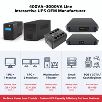 UPS Interactivo de Línea Clásica, UPS Offline de 1000VA, Pantalla LED, 50Hz 60Hz 110V 220V, UPS para Computadora