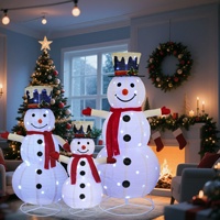 Bestseller: Pupazzo di Neve Pieghevole con Cappello da Babbo Natale Illuminato a LED, Decorazione Natalizia in Ferro Battuto e Tessuto PVC, Altezza 90-150cm