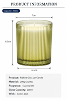 Bougie parfumée en verre côtelé vert personnalisée, bougie en cire de soja, aromathérapie, bougie artistique pour la décoration de la maison