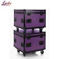 Mallette de vol en aluminium vide de taille personnalisée violette mallette de transport d'équipement de boîtier de rack robuste avec doublure en EVA
