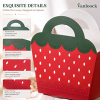 Boîte cadeau personnalisée en forme de fraise, boîte d'emballage en papier créative avec poignée, boîte à bonbons et biscuits mignonne pour les cadeaux de fête