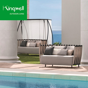 Conjunto de Sofás en Forma de L de Madera Maciza de Teca para Patio, Jardín o Parque, <span class=keywords><strong>con</strong></span> Marco de Aluminio, Impermeable, Diseño Moderno para 6 Personas - Product Image 4