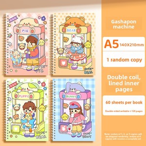 Carnet à spirales X38 A5 mignon à motifs <span class=keywords><strong>de</strong></span> dessins animés, journal imprimé à couverture souple avec pages lignées, reliure cousue, adapté aux élèves du primaire - Product Image 6