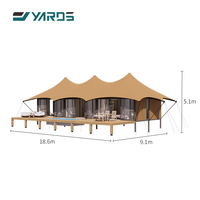 Tente de glamping de luxe avec salle de bain, structure en acier et toile, pour hôtel en plein air, durée de vie de 20 ans, idéale pour le safari