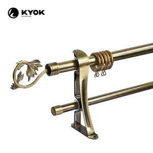 Tringles à rideaux KYOK de style nordique en fer anti-rouille avec doubles supports et accessoires en aluminium pour fenêtres - Product Image 5