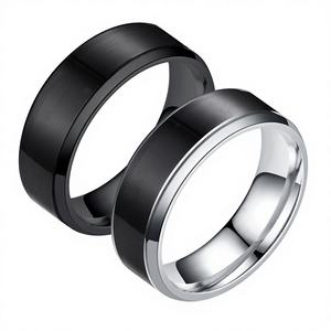 Anillos de Pareja de Acero Inoxidable con Sensor de Temperatura Inteligente, Moda Europea y Americana 2023, Fabricante Original - Product Image 1