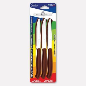 Coltelli da bistecca Genius, set da 6 pezzi, manico marrone, lama seghettata in acciaio inossidabile per bisteca - Product Image 1