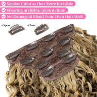 Extensions de cheveux synthétiques à clipser, longues et ondulées, effet vague d'eau, sans couture, résistantes à la chaleur, en fibre haute température, 20 pouces, vente en gros
