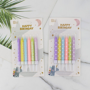 Happy Birthday Candles Macaron Color Polka Dot Straight Pencil Cake Decorations Birthday Party Supplies - Product Image 1