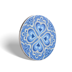 Customized Logo Round Portable Metal Blue Cosmetic Single Side Round Pocket <b>Compact</b> <b>Mirror</b> - Product Image 4
