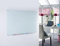 Tablero magnético de vidrio Tablero de borrado en seco de vidrio blanco magnético Montado en la pared para pared Oficina Hogar y Escuela Embalaje de pedido por correo