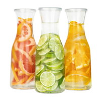 Ensemble de 3 carafes en verre réutilisables avec couvercles en plastique, design classique vintage, capacité de 50 oz, compatibles lave-vaisselle