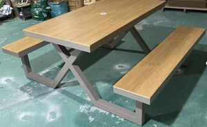 Factory direct <b>sales</b> of modern outdoor <b>picnic</b> tables with <b>benches</b>, made of camphor wood, <b>for</b> commercial courtyards and gardens - Product Image 3