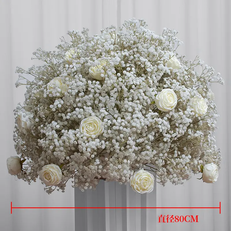 Hochzeits dekoration liefert große 80cm Blumen ball weiß Baby Atem Tisch Herzstück Blume für Hochzeits feier Dekoration