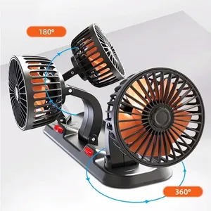 Universal Usb Rotatable Strong Wind 12v Dc Car Fan 24 Volt Fans For Truck Vehicle Double Headed Air Cooling Fan