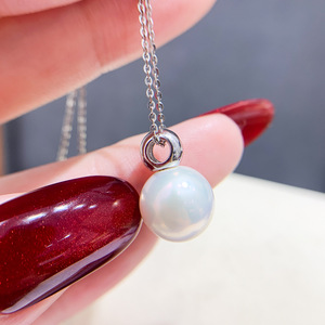 31060 DIY <b>Pearl</b> Accessories S925 Silver Pendant with 10-13mm Round Beads Empty Stand Simple <b>Necklace</b> 14k <b>Gold</b> Rose <b>Gold</b> Material - Product Image 2