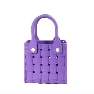 Bolso de mano tejido de EVA, bolso de hombro ligero e impermeable, bolso de mano portátil con parte superior abierta para viajes a la playa y compras - Product Image 3