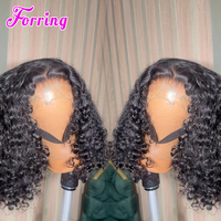 Perruques en cheveux humains brésiliens 13x4 en gros, perruque courte bob en dentelle frontale, perruque ondulée HD complète, perruque bob ondulée Ocean Wave