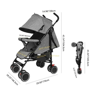 Poussette de voyage compacte et légère pour bébés et tout-petits, avec cadre en acier inoxydable, parapluie, couleur noire