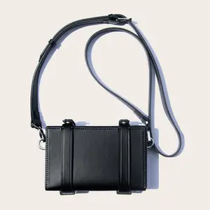 Fashion Korea style pu leather crossbody shoulder small square box bag for men and women square bags