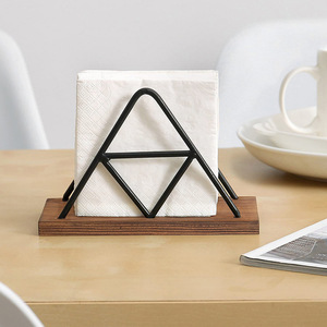 Porte-mouchoirs triangulaire simple en bois, porte-serviettes moderne de style chinois en acier inoxydable pour cafés et restaurants. - Product Image 2