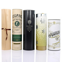 Cajas de Regalo Cilíndricas Personalizadas, Tubos de Papel Ecológicos y Duraderos para Botellas de Whisky y Vino, Embalaje Reciclable con Laminado Mate