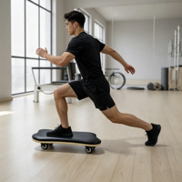 Rouleau d'exercice Pilates Orbit en bois durable avec surface rembourrée en cuir microfibre - Planche multifonctionnelle rembourrée