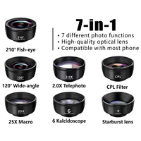 7-in-1 Universal Smartphone Lens Kit Fisheye Wide-Angle & Telephoto Professional Photography Accessory OEM