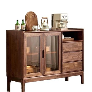Modern Walnut Wood <b>Sideboard</b> 80-160Cm Multifunctional Storage Cabinet For Living Room Kitchen - Product Image 1