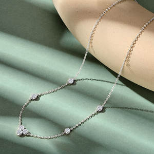 תכשיטי זהב 925 מצופה כסף סטרלינג עטוף זהב 3 מ "מ עגול vvvvv1 שרשרת אופנה moissanite לנשים עם גרא - Product Image 5