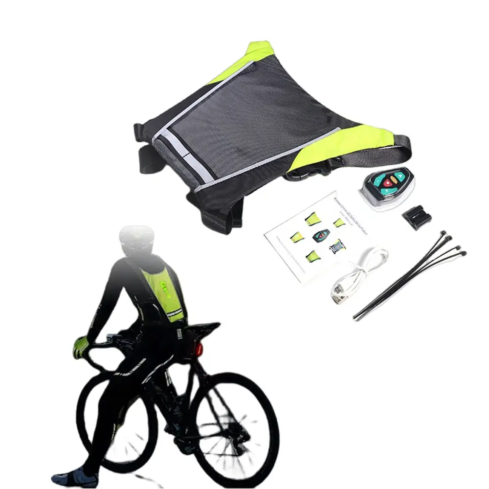 New Image LED Turn Signal Light Vest USB Wireless Bike Cycling Backpack Guiding Light Remote Control Reflective Safety Clothing