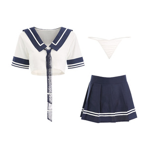 Sexy lingerie, youthful and alluring campus student uniform, short skirt, JK set, seductive pajamas, qqny - Product Image 5