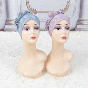 African Summer Turban Cap Glänzende Frauen hüte mit Big Drill <span class=keywords><strong>Nigerian</strong></span> Turban Gele - Product Image 6