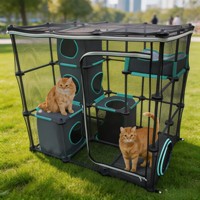 Parc de jeu pour chat en maille, intérieur/extérieur, multi-niveaux, cage d'activités pour chat, fermeture éclair sécurisée, respirant, tente de jeu pour plusieurs chats